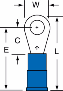 3M MNG Series Insulated Ring Terminals 16 - 14 AWG #8 Blue