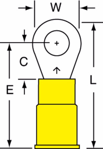 3M MNG Series Insulated Ring Terminals 12 - 10 AWG #10 Yellow