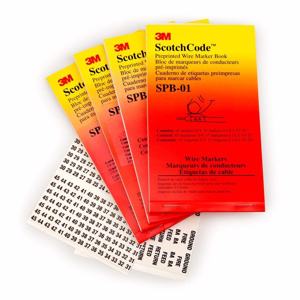 3M ScotchCode™ Pre-Printed Wire Marker Books 0 - 9, L1, L2, L3, T1, T2, T3 Vinyl-impregnated Cloth