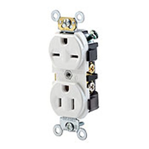 Leviton 5031 Series Duplex Receptacles 15 A 125/250 V 2P3W 5-15R/6-15R Commercial Specification Grade White<multisep/>White
