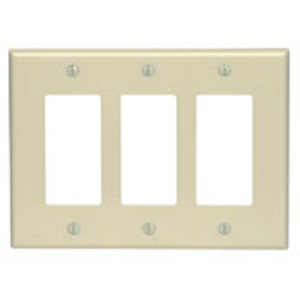 Leviton Midsized Decorator Wallplates 3 Gang Ivory Thermoset Plastic Device