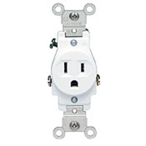 Leviton 5015 Series Single Receptacles 15 A 125 V 2P3W 5-15R Commercial White