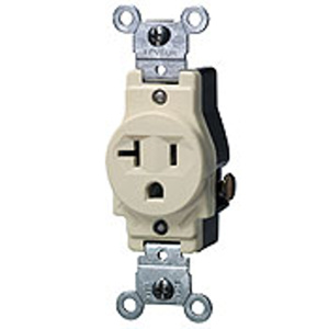Leviton 5801 Series Single Receptacles 20 A 125 V 2P3W 5-20R Commercial Ivory