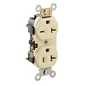 Leviton 5844 Series Duplex Receptacles 20 A 125/250 V 2P3W 5-20R/6-20R Commercial Specification Grade Decora® Ivory<multisep/>Ivory