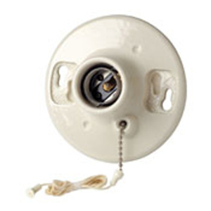 Leviton 49816 Series Pull Chain Outlet Box Lampholders Incandescent Medium White<multisep/>White