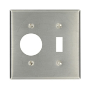 Leviton Standard Round Hole Toggle Wallplates 2 Gang 1.406 in Stainless Steel 430 Stainless Steel Device