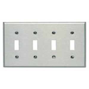 <em class="search-results-highlight">Leviton</em> Standard Toggle Wallplates 4 Gang Stainless Steel 302 Stainless Steel Device