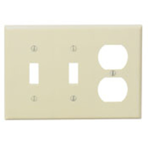 Leviton Standard Duplex Toggle Wallplates 3 Gang Ivory Thermoset Plastic Device