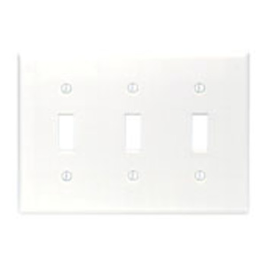 Leviton Standard Toggle Wallplates 3 Gang White Thermoset Plastic Device