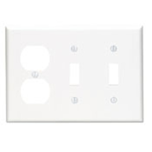 Leviton Standard Duplex Toggle Wallplates 3 Gang White Thermoset Plastic Device