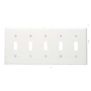 Leviton Standard Toggle Wallplates 5 Gang White Thermoset Plastic Device