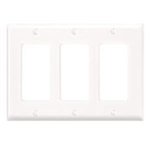 Leviton Standard Decorator Wallplates 3 Gang White Thermoset Plastic Device