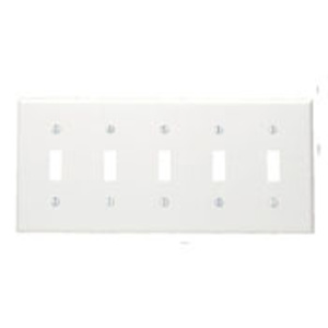 Leviton Standard Toggle Wallplates 5 Gang White Nylon Device