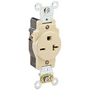 Leviton 5461 Series Single Receptacles 20 A 250 V 2P3W 6-20R Heavy-Duty Industrial Specification Grade Ivory<multisep/>Ivory