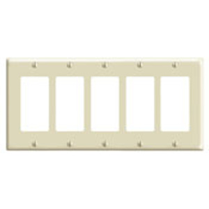 Leviton Standard Decorator Wallplates 5 Gang Ivory Thermoset Plastic Device