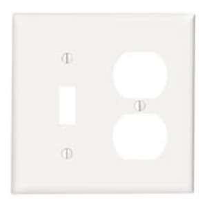 Leviton Standard Duplex Toggle Wallplates 2 Gang White Thermoset Plastic Device