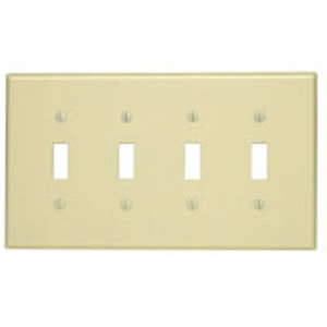 Leviton Midsized Toggle Wallplates 4 Gang Ivory Thermoset Plastic Device