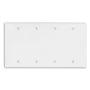 Leviton Standard Blank Wallplates 4 Gang White Thermoset Plastic Box