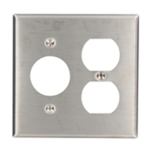 Leviton Standard Duplex Round Hole Wallplates 2 Gang 1.406 in Stainless Steel 302 Stainless Steel Device