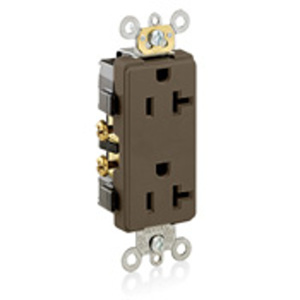 Leviton 16342 Series Duplex Receptacles 20 A 125 V 2P3W 5-20R Commercial Specification Grade Decora® Brown