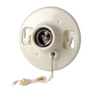 Leviton 29816 Series Pull Chain Outlet Box Lampholders Incandescent Medium White<multisep/>White