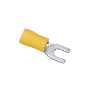 Ideal Insulated Fork Terminals 12 - 10 AWG Beveled Funnel Entry Barrel Vinyl Yellow