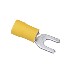 Ideal Insulated Fork Terminals 12 - 10 AWG Beveled Funnel Entry Barrel Vinyl Yellow