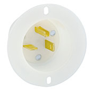Leviton 15378-C Series Flanged Straight Blade Inlets 20 A 125 V 2P3W 5-20P Industrial White