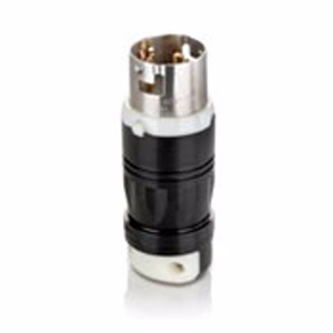 Leviton Black & White® Series Locking Plugs 50 A 250 V 3P4W Non-NEMA Uninsulated Black & White® Dry Location