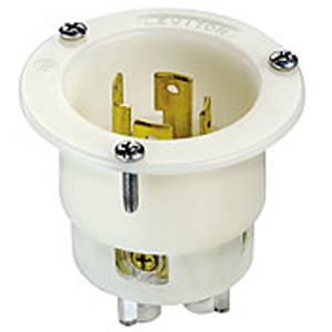 Leviton V-0-Max™ Series Locking Flanged Inlets L14-30P White