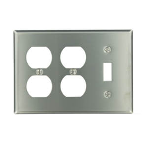 Leviton Standard Duplex Toggle Wallplates 3 Gang Stainless Steel 302 Stainless Steel Device