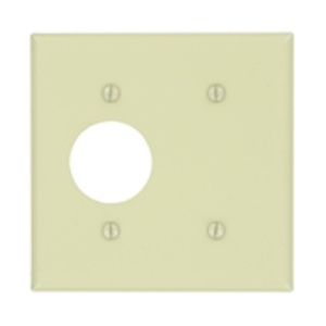 Leviton Standard Blank Round Hole Wallplates 2 Gang 1.406 in Ivory Metal Strap