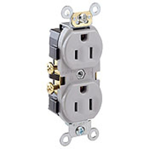 Leviton CR15 Series Duplex Receptacles 15 A 125 V 2P3W 5-15R Commercial Specification Grade Gray