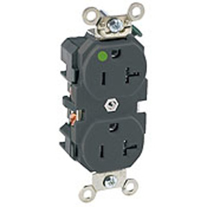 Leviton 8300 Series Duplex Receptacles 20 A 125 V 2P3W 5-20R Extra Heavy-Duty Hospital Grade Black