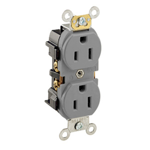 Leviton 5252 Series Duplex Receptacles 15 A 125 V 2P3W 5-15R Heavy-Duty Industrial Specification Grade Gray<multisep/>Gray