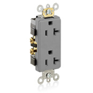 Leviton 16352 Series Duplex Receptacles 20 A 125 V 2P3W 5-20R Commercial Specification Grade Decora® Gray<multisep/>Gray