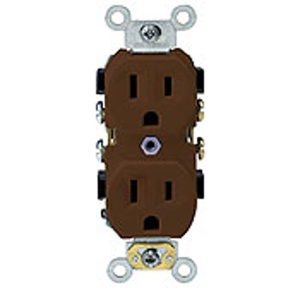 Leviton BR15 Series Duplex Receptacles 15 A 125 V 2P3W 5-15R Commercial Specification Grade Brown<multisep/>Brown