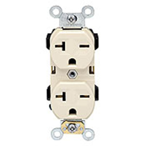 Leviton 5824 Series Duplex Receptacles 20 A 250 V 2P3W 6-20R Commercial Ivory<multisep/>Ivory