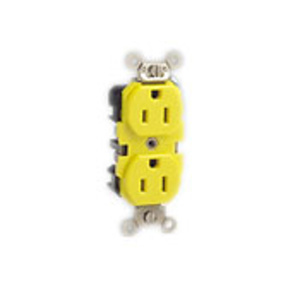 Leviton 53CM Series Duplex Receptacles 20 A 125 V 2P3W 5-20R Extra Heavy-Duty Industrial Specification Grade Yellow