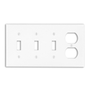 Leviton Standard Duplex Toggle Wallplates 4 Gang White Thermoset Plastic Device