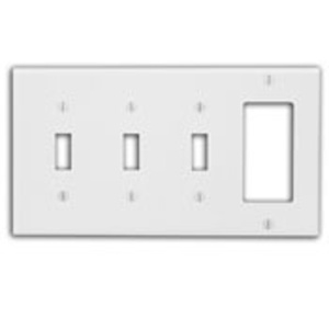 Leviton Standard Decorator Toggle Wallplates 4 Gang White Thermoset Plastic Device