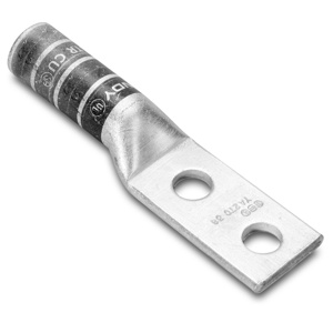 Burndy YA Series Long Barrel Compression Lugs 3/8 in 2 Hole Black 2/0 Cu