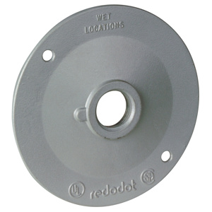 ABB Thomas & Betts Weatherproof Round Outlet Box Covers Lampholder 1/2 in 1 Hub 4-1/8 in Gray