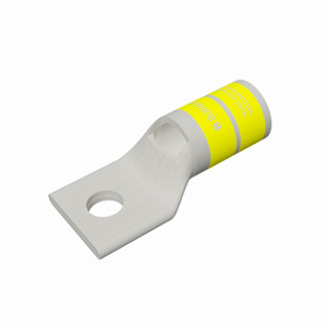 Burndy YA Series Standard Barrel Compression Lugs 3/8 in 1 Hole Yellow 250 Cu
