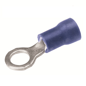 Burndy TP Series Insulated Ring Terminals 16 - 14 AWG 1/4 in Blue
