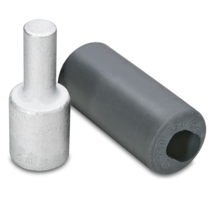 Burndy Uninsulated Pin Terminals 4 AWG EPDM Rubber Cover Tan