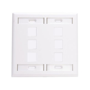 Leviton Standard Multimedia Faceplates 2 Gang 6 Port White High-Impact Plastic Box