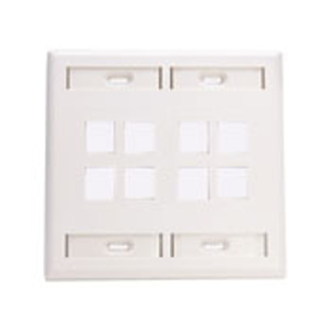 Leviton Standard Multimedia Faceplates 2 Gang 8 Port White High-Impact Plastic Box
