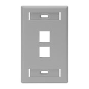 Leviton Standard Multimedia Faceplates 1 Gang 2 Port Gray High-Impact Plastic Box