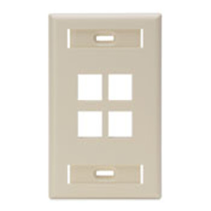 Leviton Standard Multimedia Faceplates 1 Gang 4 Port Ivory High-Impact Plastic Box